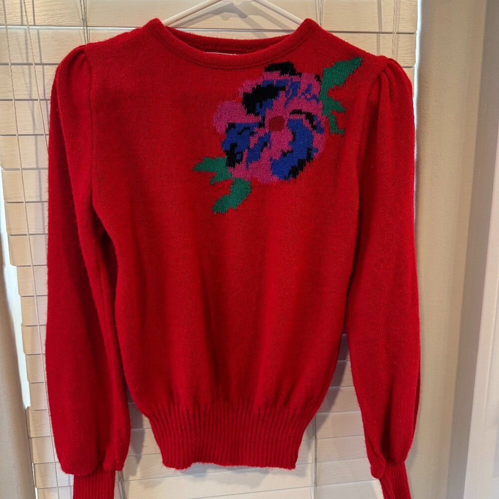 Vintage Halston III red floral sweater